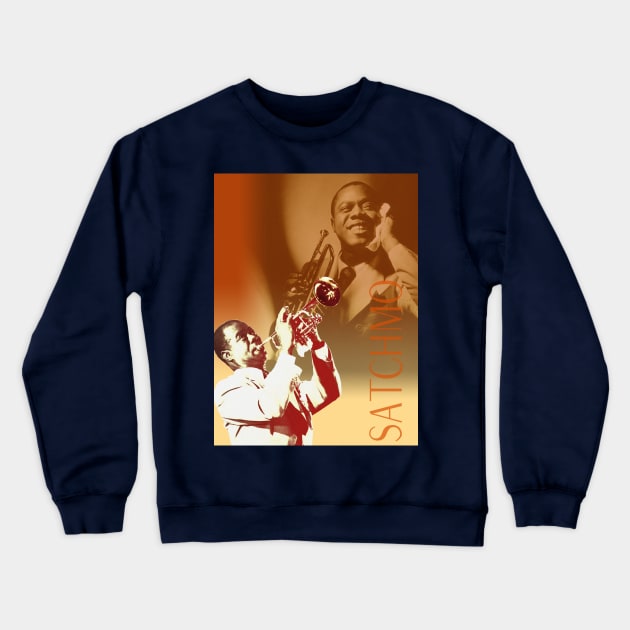 Louis Armstrong Collage Portrait Crewneck Sweatshirt by Dez53